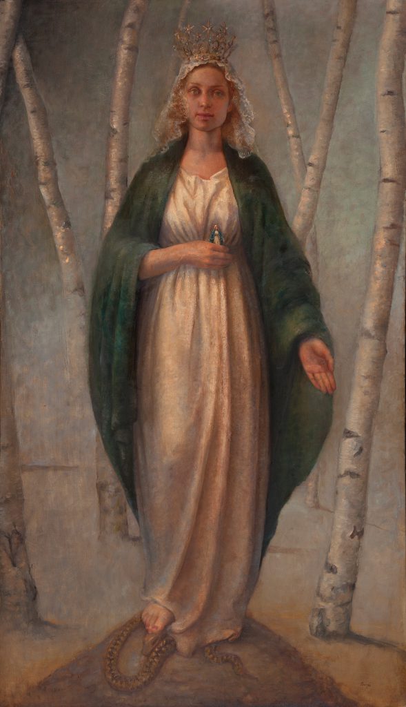 Madonna of the woods, 2016. Oil on canvas, 176 x 103 cm